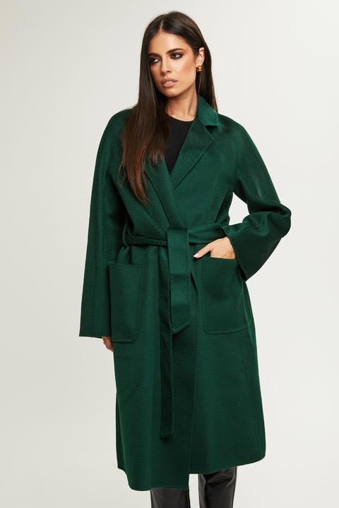 Sobretudo em Lã com Cashmere Verde Esmeralda