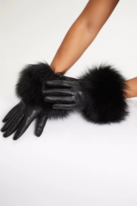 Luvas em Couro com aplicação de Pele - comprar online