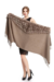 Pashmina em Lã com Pompons Marrom Claro - Alba