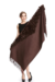 Pashmina em Lã com Pompons Marrom Escuro - comprar online