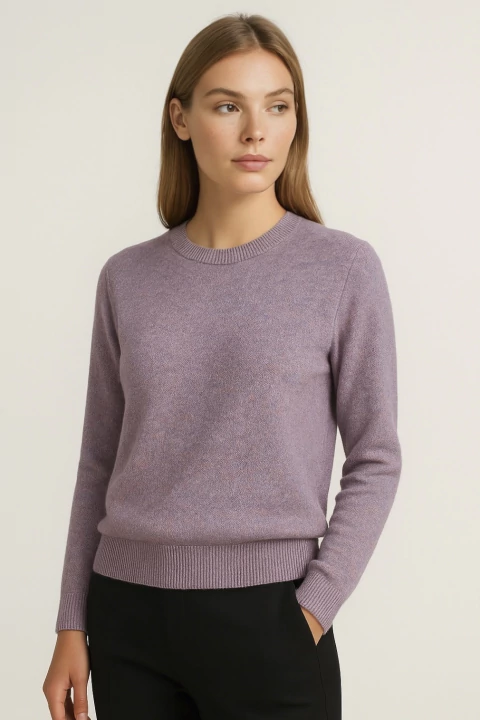 Blusa Cashmere Gola Redonda Lavanda - Pronta Entrega - comprar online