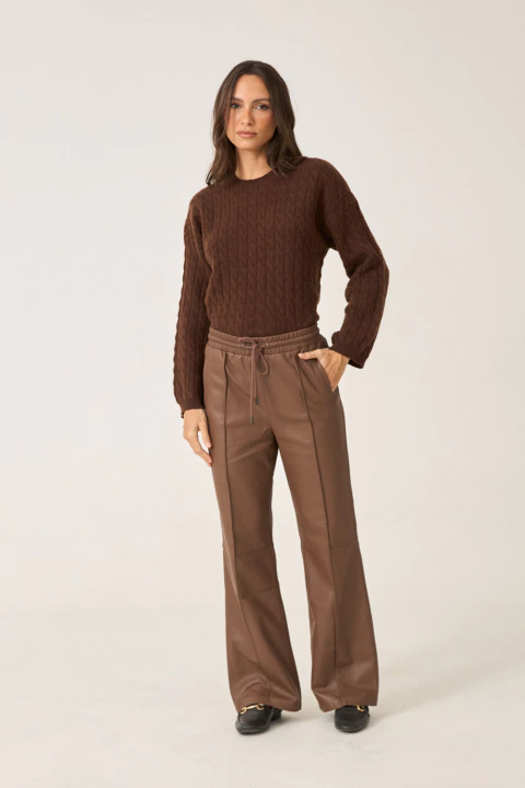 Calça Reta em Couro - comprar online