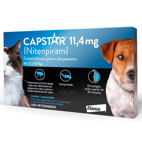 Capstar 11,4 mg Cães e Gatos até 11,4 kg 1 Comprimido para Pulgas