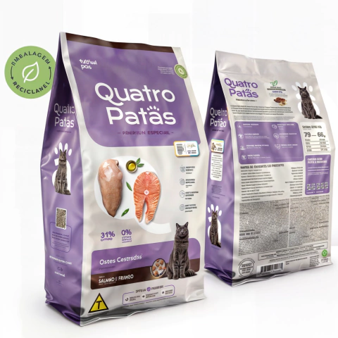 Ração Quatro Patas Premium Gatos Castrados Salmão e Frango 10kg