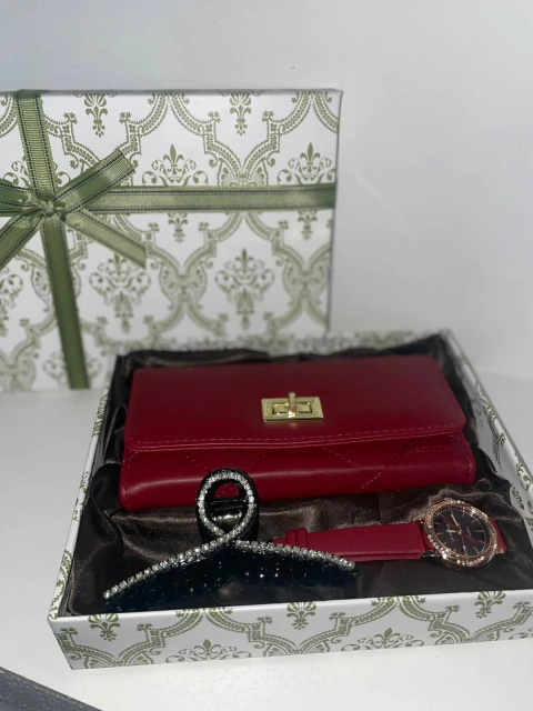 kit bolsa de mao + relogio e prendedor de cabelo - comprar online