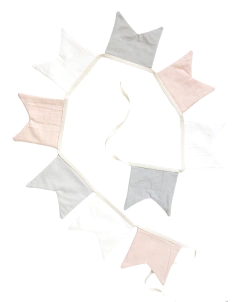Banderín rosa, blanco y gris