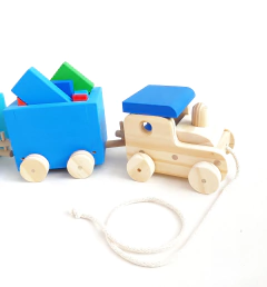 Tren de madera de 3 vagones sin bloques - Tienda Ludus- Juguetes de madera