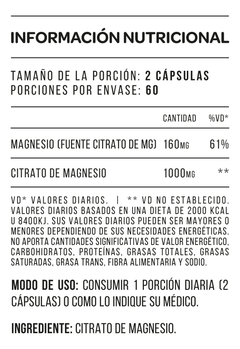 Citrato de magnesio 500gr x60caps star nutrition en internet