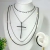 Colar Crucifixo Palito Microcravejado em Zirconias Negras - Ródio Negro - loja online