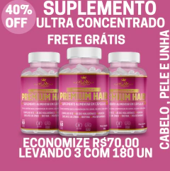 PREMIUM HAIR SUPLEMENTO CAPILAR, CABELO PELE E UNHA (3 FRASCOS - Economize R$ 69,98) - comprar online