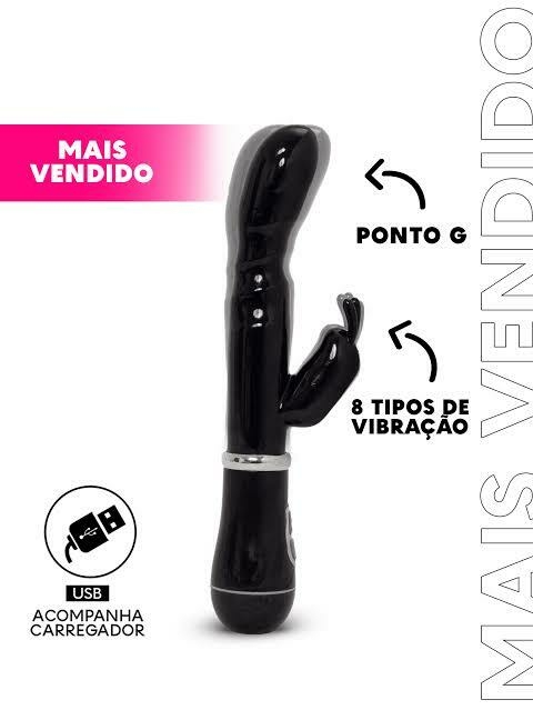 Vibrador Rabbit Silicone 8 Modos Vibrações Recarregável