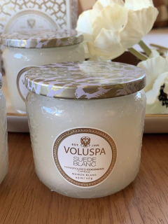 Vela pote vidro 35h Suede Blanc na internet