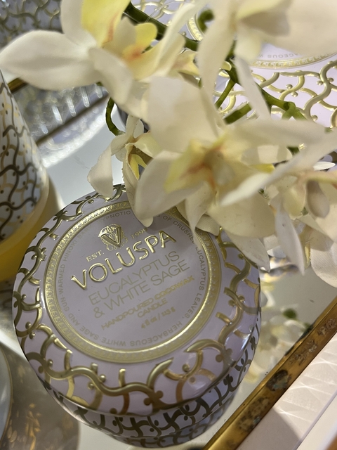 Mini vela lata 25h Eucalyptus e White Sage