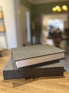 Caixa livro linho cinza escuro
