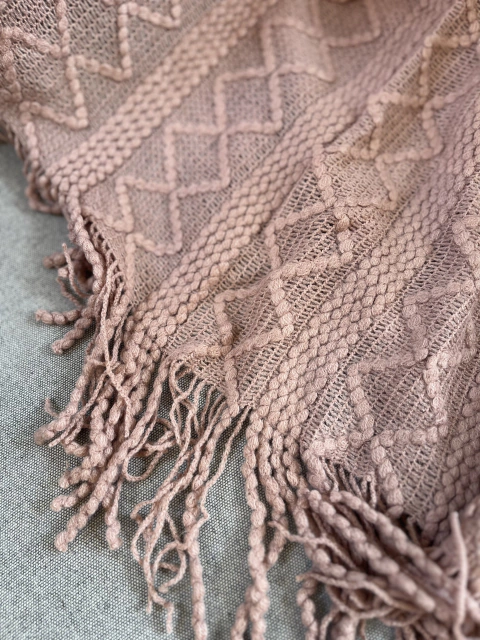 Manta tricot rosa antigo