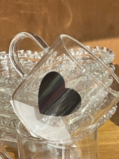 Caneca de vidro coração