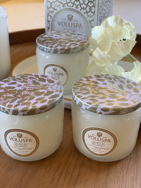 Vela pote vidro 35h Suede Blanc - comprar online