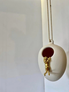 Escultura vaso ovo cerâmica