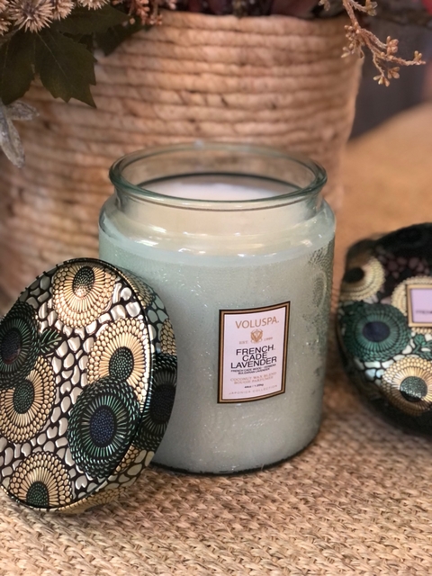 Vela pote vidro 140h French Cade Lavender