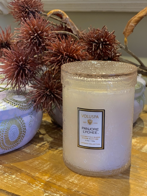 Mini vela pote vidro 50h Panjore Lychee - comprar online