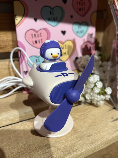 Mini Ventilador Patinho Piloto Roxo