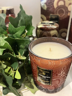 Vela copo vidro classico 60h Forbidden Fig