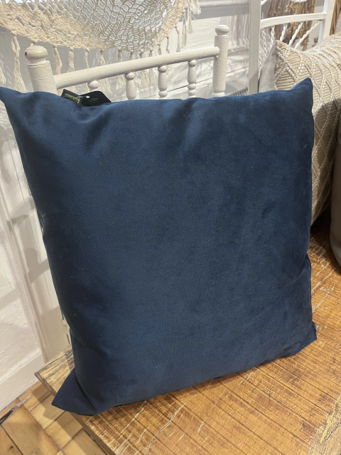 Almofada veludo soft lisa azul marinho