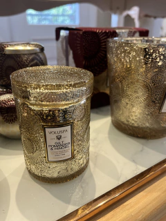 Mini vela pote vidro 50h Gilt Pomander e Hinoki