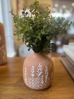 Vaso terracota flores brancas M