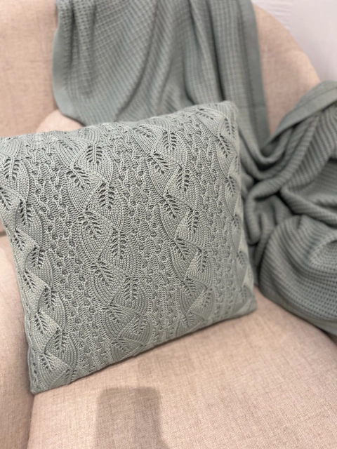 Almofada tricô verde