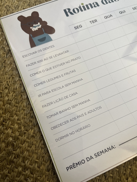 Planner semanal Rotina das Crianças