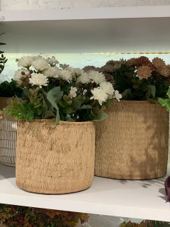 Cachepot cimento palha G - comprar online