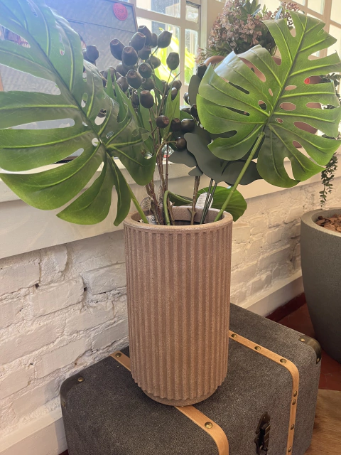 Vaso plástico cilindro 35cm bege