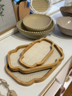 Bandeja retangular curva palha G - loja online