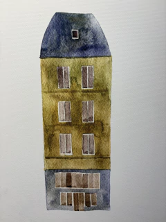 Quadro prédio verde na internet