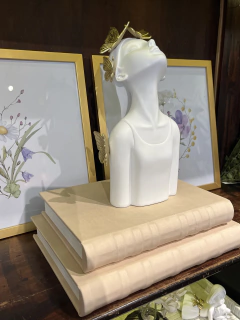 Caixa livro PU creme G