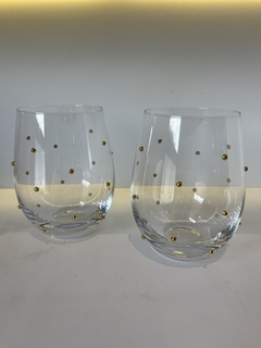 Conjunto 2 copos com bolinhas dourados na internet