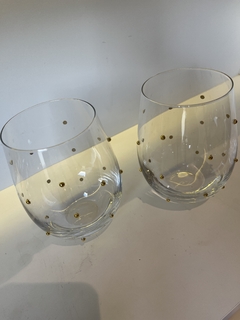 Conjunto 2 copos com bolinhas dourados - Studio54decora