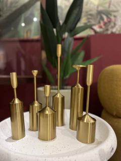 Castiçal Dourado 5 - loja online