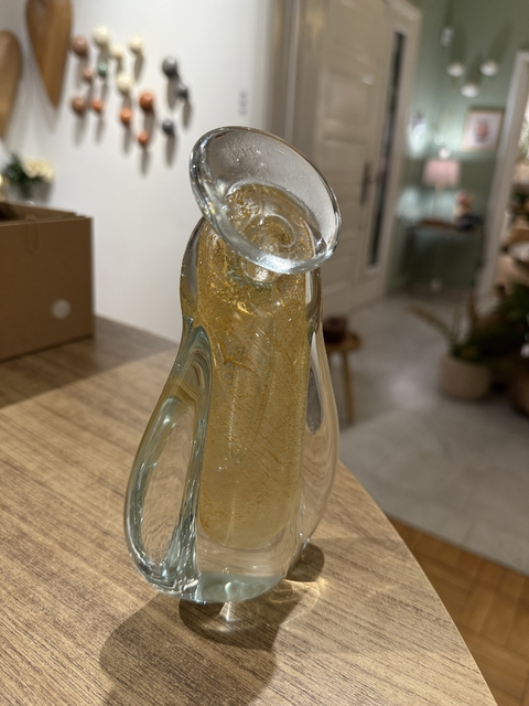 Santa em murano transparente com detalhes em dourado - comprar online
