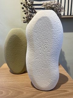 Vaso cerâmica chato Off White