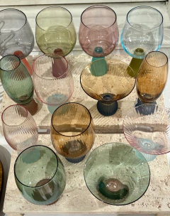 Taça laranja com base canelada azul - Studio54decora