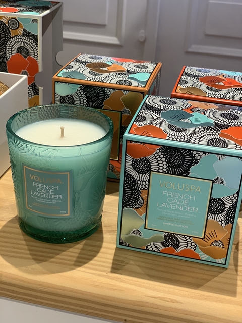 Vela copo vidro classico 60h French Cade Lavender - Especial 25 anos