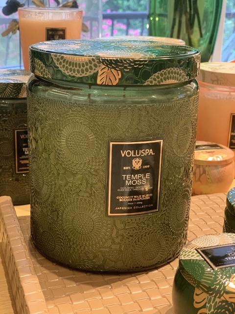 Vela pote vidro 140h Temple Moss