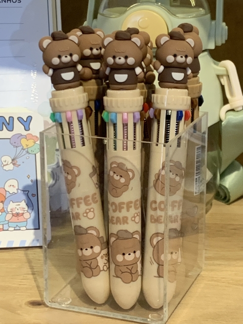 Caneta Urso clara 10 cores