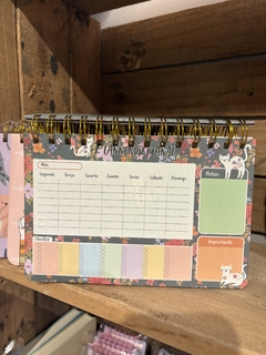 Planner Semanal gatinhos fundo esmeralda na internet