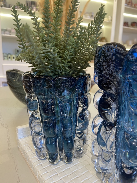 Vaso murano azul relevos P