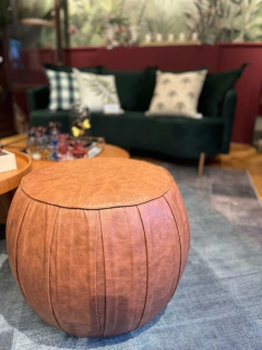 Pufe Redondo Drapeado P Caramelo na internet