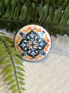 Puxador azulejo com laranja