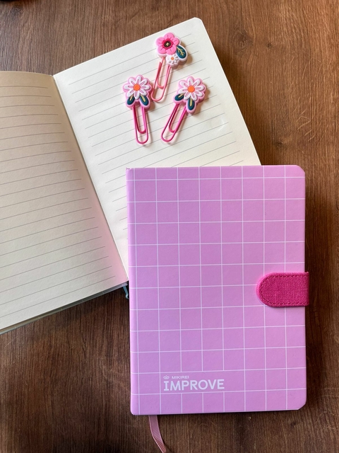 Caderno Notebook Xadrez | Rosa